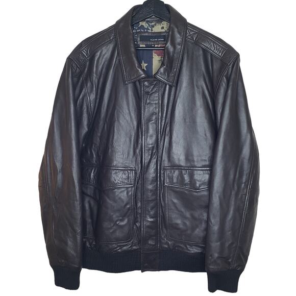 WILSONS LEATHER Men's Size XXL Brown Lamb's Leather Bomber Jacket w/ Epaulettes - Picture 1 of 16